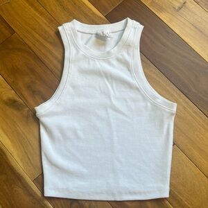 White Ribbed Crop Top